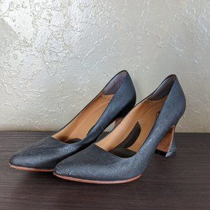 Fluevog Black Desmond Black Canvas Heels